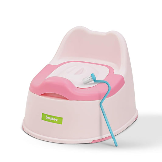 Baybee Baby Potty Training Seat for Kids 1-5 Years | Toddler Potty Chair with Removable Tray, Soft Cushion & Cleaning Brush | Portable Toilet Training Seat for Boys & Girls (Pink)