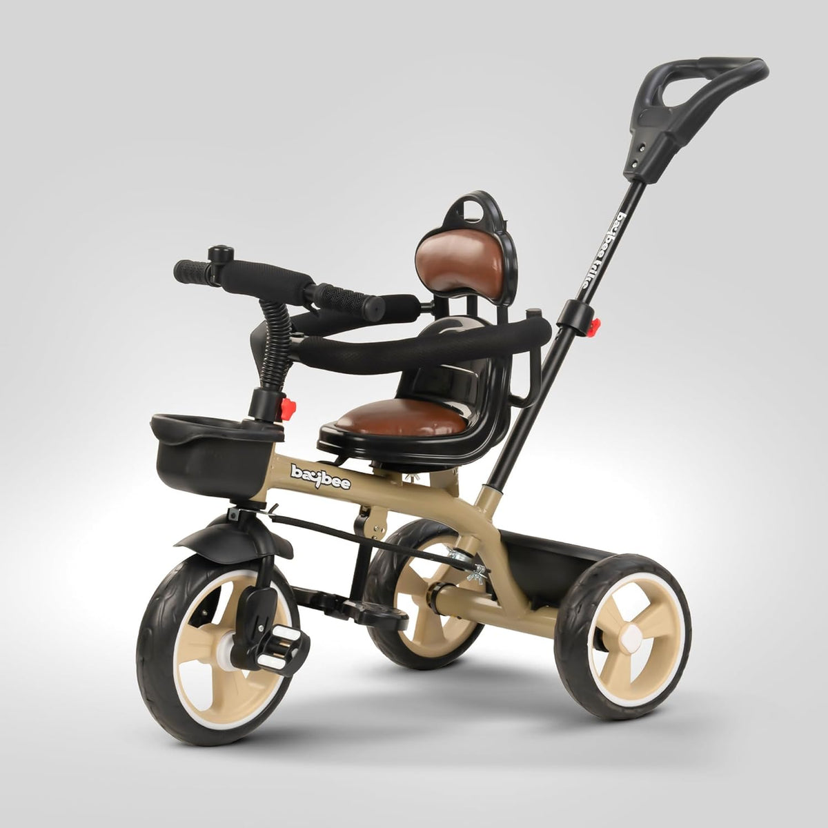 Baybee Albine 3-in-1 Baby Tricycle for Kids | Smart Balanced Trike with 180° Reversible Seat, Parental Handle & Safety Guardrail | Kids Cycle for Boys & Girls 2–5 Years (Brown)
