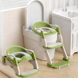 R for Rabbit Hilltop Trainer 2-in-1 Potty Training Seat & Step Stool (Green White) | Adjustable Height | Anti-Skid Base | Universal Fit & Foldable Toilet Seat for Kids 1–7 Years