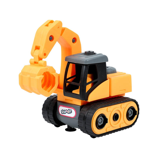 SKOODLE Mini Machines Build & Go Excavator Truck | Engineering Construction Vehicle Toy with T-Shape Screwdriver | Educational & Pretend Play Toy for Kids 3+ Years (Multicolor)