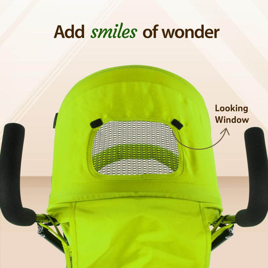 LuvLap Tutti Fruti Stroller for 6–36 Months – Portable & Foldable Baby Pram with Safety Belt, Recliner Seat & Sunshade (Green) - Timbuktoon