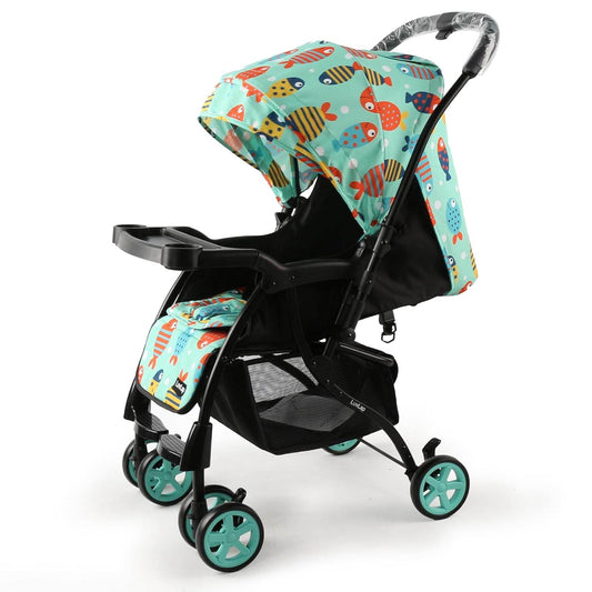 LuvLap Sunny Baby Stroller – Reversible Handle, 5-Point Harness & 3-Level Recline, Compact Fold, Suitable for Newborns to 3 Years (Printed) - Timbuktoon