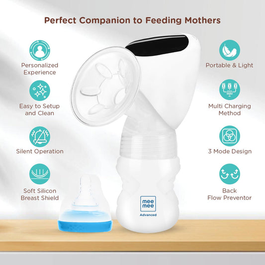Mee Mee Digital Electric Breast Pump – 3-Mode Adjustable Suction for Nursing & Breastfeeding Comfort (White)