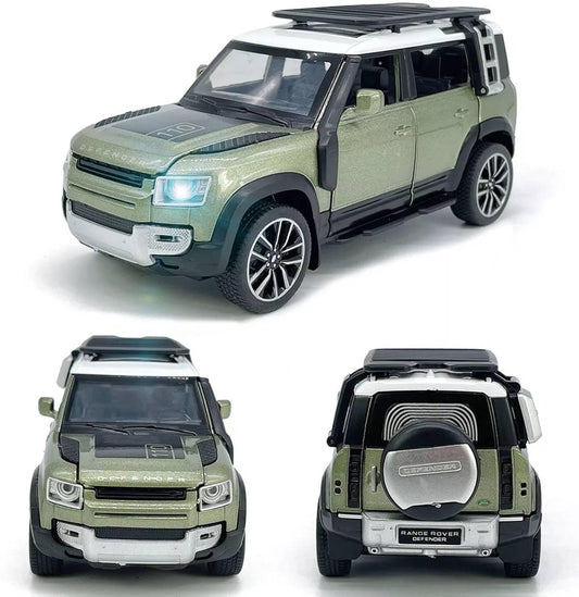 Joy Junction 1:24 Scale Defender Model Car – Exclusive Big Size Alloy Die-cast Metal Toy Car with Pull Back Action, Openable Doors, Lights & Music (Green)