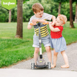 Baybee Phantom Baby Kick Scooter for Kids | Foldable 3-Wheel Kids Scooter with 3 Height Adjustable Handlebar, Music, LED PU Wheels & Rear Brake | Runner Skating Scooter for Boys & Girls 2–10 Years (Grey)
