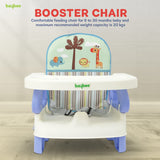 Baybee Foldable Baby Booster Seat for Feeding | Portable Infant Feeding Chair with 2-Level Height Adjustment, Removable Food Tray & Safety Belt | Baby Sitting Chair for Kids 6 Months–3 Years (Blue)