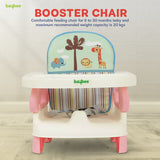 Baybee Portable Baby Booster Chair for Feeding | Folding Dining Chair with 2-Level Height Adjustment, Removable Food Tray & Safety Belt | Infant Sitting Chair for Kids 6 Months–3 Years (Pink)