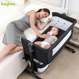 Baybee Convertible 3-in-1 Infant Co-Sleeper with Insect Net, Swivel Wheels & Storage Space | Dual-Level Adjustable Cradle & Side Sleeper for Newborns, Infants & Toddlers