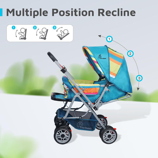 R for Rabbit Lollipop Lite Baby Stroller (Multi Color) – 0 to 3 Years | 5-Point Safety Harness | Reversible Handlebar | Cushioned Seat with 3-Level Recline | Lightweight Pram for Kids