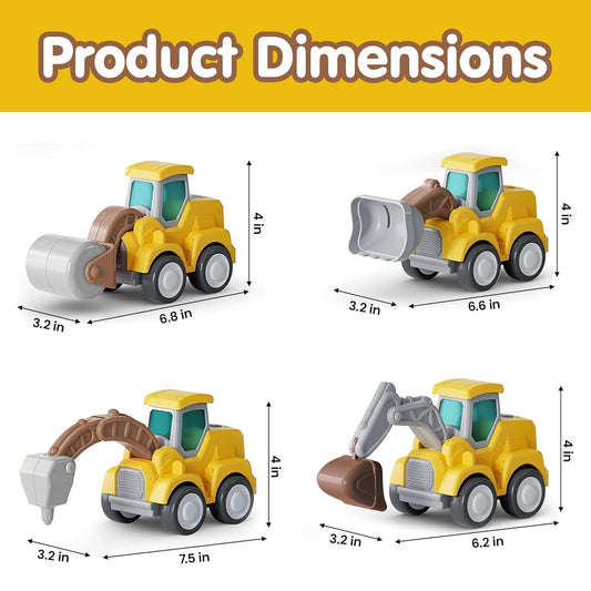 Alphabet Construction JCB Vehicle Truck Toys – Set of 2 (Random Designs) | Press & Go Truck Toy with Flexible Joints | Fun Car Set for Toddlers Boys & Girls 1+ Years | Birthday Gift for Kids