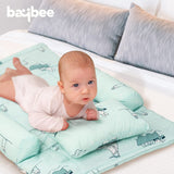 Baybee Thick Newborn Baby Bedding Mattress Bed Set | 4-Piece Baby Sleeping Bed with 2 Side Bolsters & Head Pillow for 0–6 Months | Printed Bedding Set for Boys & Girls (Green)