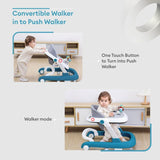 R for Rabbit Little Feet Baby Walker for Kids 9–18 Months | 2-in-1 Activity Walker with Detachable Toy Bar, Adjustable Height & Foldable Design(Blue)
