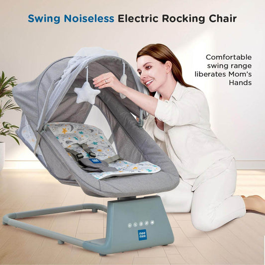 Mee Mee Automatic Baby Rocker & Swing Chair with Bluetooth Music, Remote Control, Timer, Safety Belt, Mosquito Net & Lightweight Design - Timbuktoon