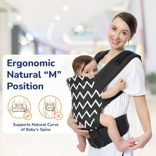 R for Rabbit Hug Me Ergo Baby Carrier – Ergonomic Front & Back Carry Position with Adjustable Belt for 4 Months to 2 Years, Up to 15 Kg (Black)