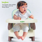 Baybee Portable Baby Booster Chair for Feeding | Folding Dining Chair with 2-Level Height Adjustment, Removable Food Tray & Safety Belt | Infant Sitting Chair for Kids 6 Months–3 Years (Brown)