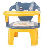Baby Bucket Baby Chair with Tray | Strong & Durable Plastic Study and Feeding Chair for Kids | Portable High Chair for Toddlers Up to 30 Kg (Blue & Yellow)