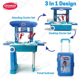 Chanak Premium Doctor Set Trolley for Kids | Pretend Play Doctor Kit with LED Light Instruments | Portable Medical Trolley for Boys & Girls 3+ Years | BIS Approved (Blue Trolley)