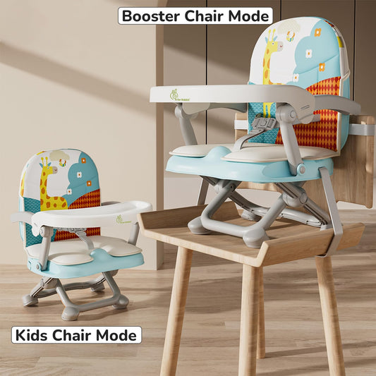 R for Rabbit Candy Pop Baby Booster Chair – 2-in-1 Kids Feeding Chair (Aqua Blue) 4-Level Height Adjustment, 3-Point Safety Belt & Removable Dining Tray | 6 Months–3 Years