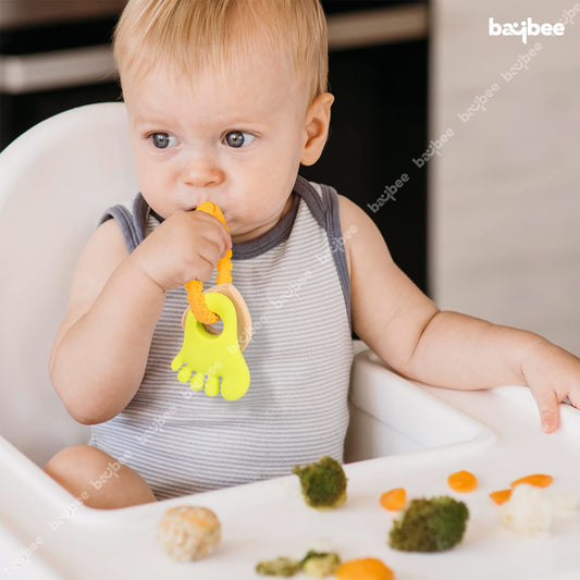 Baybee Silicone Teether for Babies (6–12 Months) | Textured Teething Toy for Pain Relief | Food-Grade, BPA-Free, Non-Toxic Infant Chew Aid | Lightweight & Safe Oral Care Toy