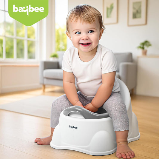 Baybee Baby Potty Training Seat for Kids 1-5 Years | Toddler Potty Chair with Removable Tray, Soft Cushion & Cleaning Brush | Portable Toilet Training Seat for Boys & Girls (Grey)