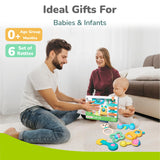R for Rabbit Orapple Jingle Joy Baby Rattles Set | 6 Pcs Lightweight Infant Rattle Toys | BPA-Free, Non-Toxic, Safe Round Edges | Newborn Baby Toys (Multicolor)