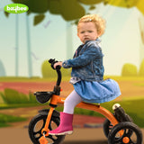 Baybee Maze Baby Tricycle for Kids | Balanced Trike with Adjustable Handle & Seat, Bottle Holder & Storage Basket | Kids Cycle for Boys & Girls 2–5 Years (Orange)