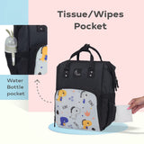 R for Rabbit Caramello Dino Baby Diaper Bag Backpack for Moms – Water Resistant, 11 Pockets, Large Storage, 3 Insulated Front Pockets (Grey)