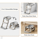 R for Rabbit Hilltop Trainer 2-in-1 Potty Training Seat & Step Stool (Grey White) | Adjustable Height | Anti-Skid Base | Universal Fit & Foldable Toilet Seat for Kids 1–7 Years