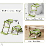 R for Rabbit Hilltop Trainer 2-in-1 Potty Training Seat & Step Stool (Green White) | Adjustable Height | Anti-Skid Base | Universal Fit & Foldable Toilet Seat for Kids 1–7 Years