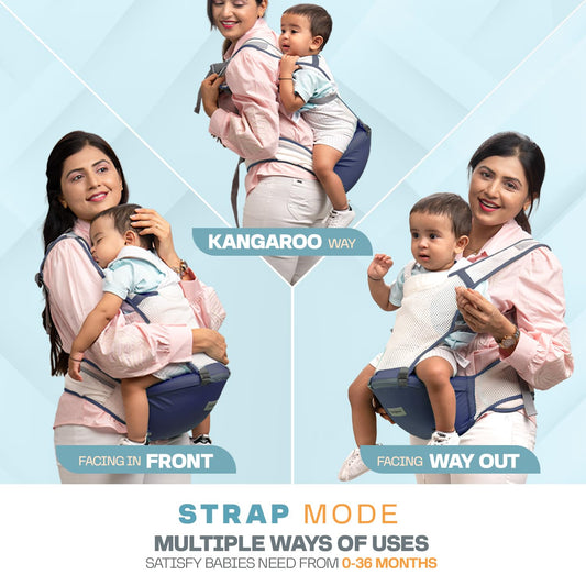 Baybee Flownest Baby Carrier for 0–3 Years | 6 Position Adjustable Kangaroo Carrier with Breathable Mesh & Padded Hip Seat