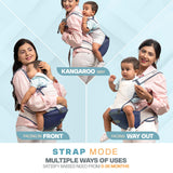 Baybee Flownest Baby Carrier for 0–3 Years | 6 Position Adjustable Kangaroo Carrier with Breathable Mesh & Padded Hip Seat