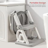 Baybee Crown Western Toilet Potty Seat for Kids | Baby Potty Training Seat with Ladder, Adjustable Step Height & Soft Cushion | Toddler Toilet Training Seat Chair for Boys & Girls 1-8 Years (Grey)