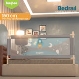 Baybee Baby Bed Rail Guard for Toddlers Safety | Foldable Bed Protector with Adjustable Height & Secure Lock | Portable Single Side Bedrail Fence for Newborns & Kids (150x63 cm, Grey)