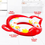 Mee Mee Premium Baby Cushioned Potty Seat with Easy Grip Handles – Red Comfortable Toilet Training Seat for Kids & Toddlers | Fits Standard Toilets