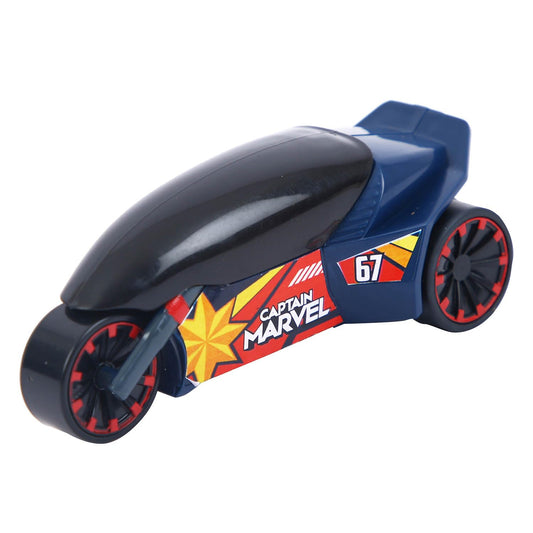 SKOODLE Marvel Pull-Back Rider Bike for Kids | Captain Marvel Edition | Durable Marvel-Inspired Motorcycle Toy | Sturdy Pull Back & Go Action Bike | Fun & Educational Gift for Boys & Girls – Blue