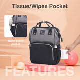 R for Rabbit Caramello Diaper Bag for Mothers – Stylish, Travel-Friendly, Waterproof Maternity Backpack with Large Capacity (Grey Black)