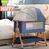 BAYBEE 3-in-1 Baby Bedside Crib Cradle with 6 Height Adjustments | Portable Bedside Bassinet with Storage Tray, Rocker Function & Wheels | Travel Crib Cot for Baby (Clorah Blue)