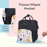 R for Rabbit Caramello Dino Baby Diaper Bag Backpack for Moms – Water Resistant, 11 Pockets, Large Storage, 3 Insulated Front Pockets (Beige)
