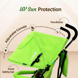 LuvLap Tutti Fruti Stroller for 6–36 Months – Portable & Foldable Baby Pram with Safety Belt, Recliner Seat & Sunshade (Green) - Timbuktoon