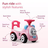 LuvLap Sunny Baby Ride-On – Musical Push Car with Steering Horn, Big Wheels, Storage Space & Safety Rails, for 1 to 3 Yrs (Pink) - Timbuktoon