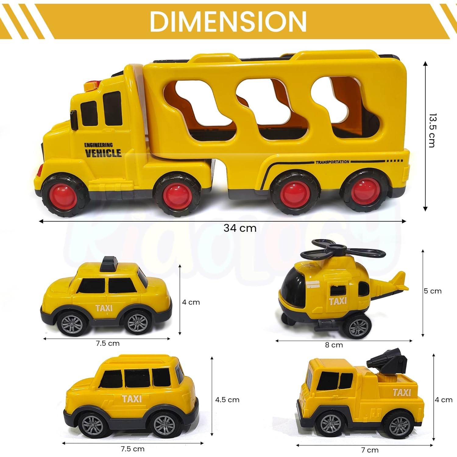 5-in-1 Vehicle Carrier Toy Set – Transport Truck with Pull-Back Cars, Helicopter & Lights/Sounds – Durable ABS Playset for Kids Aged 3+ - Timbuktoon