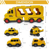 5-in-1 Vehicle Carrier Toy Set – Transport Truck with Pull-Back Cars, Helicopter & Lights/Sounds – Durable ABS Playset for Kids Aged 3+ - Timbuktoon