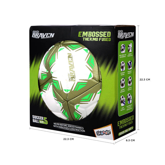 SKOODLE Braven Embossed Thermo Bonded Football Size 5 (TPU150) | Premium TPU Material | Durable & Long-Lasting Football for Superior Performance – Size 5