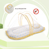 Mee Mee Cushioned Baby Mattress Set with Mosquito Net & Pillow – Cloud & Star, Soft & Breathable Infant Bedding, Foldable & Travel-Friendly