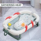 Baybee Foldable Baby Bath Tub for Kids 0-5 Years | Portable Bathtub with Anti-Skid Base, Support Cushion & Drain Plug | Mini Swimming Pool for Newborns, Boys & Girls (Green)