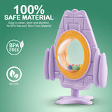 Baybee Silicone Baby Teether for Teething Gums, Manhattan Teething Rattle Toy with Loops Ring, 100% Food Grade Silicone & BPA Free Teether Toy for Babies, Chew Teether for 6 to 12 Months (Rocket Violet)