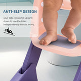 Baybee Vega 3-in-1 Western Toilet Potty Seat for Kids | Baby Potty Training Seat Chair with Ladder, Handles, Soft Cushion & Splash Guard | Convertible Toddler Toilet Seat for Boys & Girls 1-8 Years (Rose Pink)