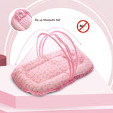 Mee Mee Padded Infant Mattress with Mosquito Canopy & Cushion – Flamingo Pattern