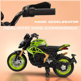 Baybee MTK Baby Battery Operated Bike for Kids with Foot Accelerator & Music | Rechargeable Ride-On Toy Bike with LED Light | Baby Electric Bike for Kids to Drive 1–3 Years (Green)