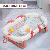 Baybee Foldable Baby Bath Tub for Kids 0-5 Years | Portable Bathtub with Anti-Skid Base, Support Cushion & Drain Plug | Mini Swimming Pool for Newborns, Boys & Girls (Pink)